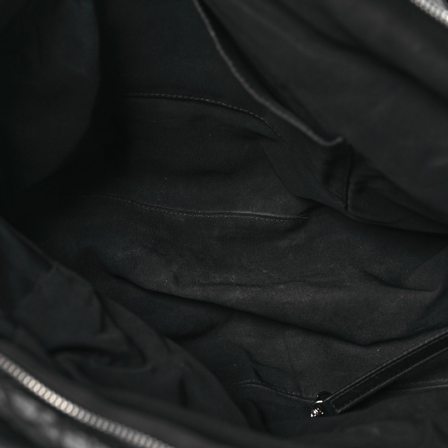 Aged Calfskin Chevron Large Soft Bowling Bag Black