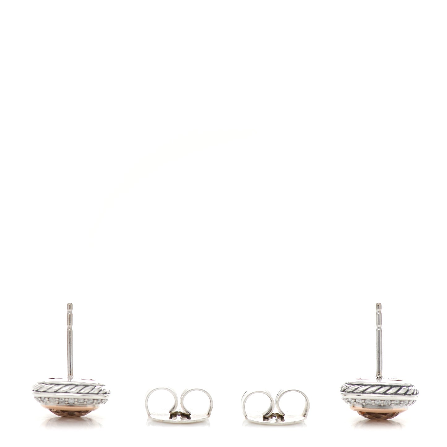 Sterling Silver 18K Rose Gold Diamond Morganite 7mm Petite Albion Earrings