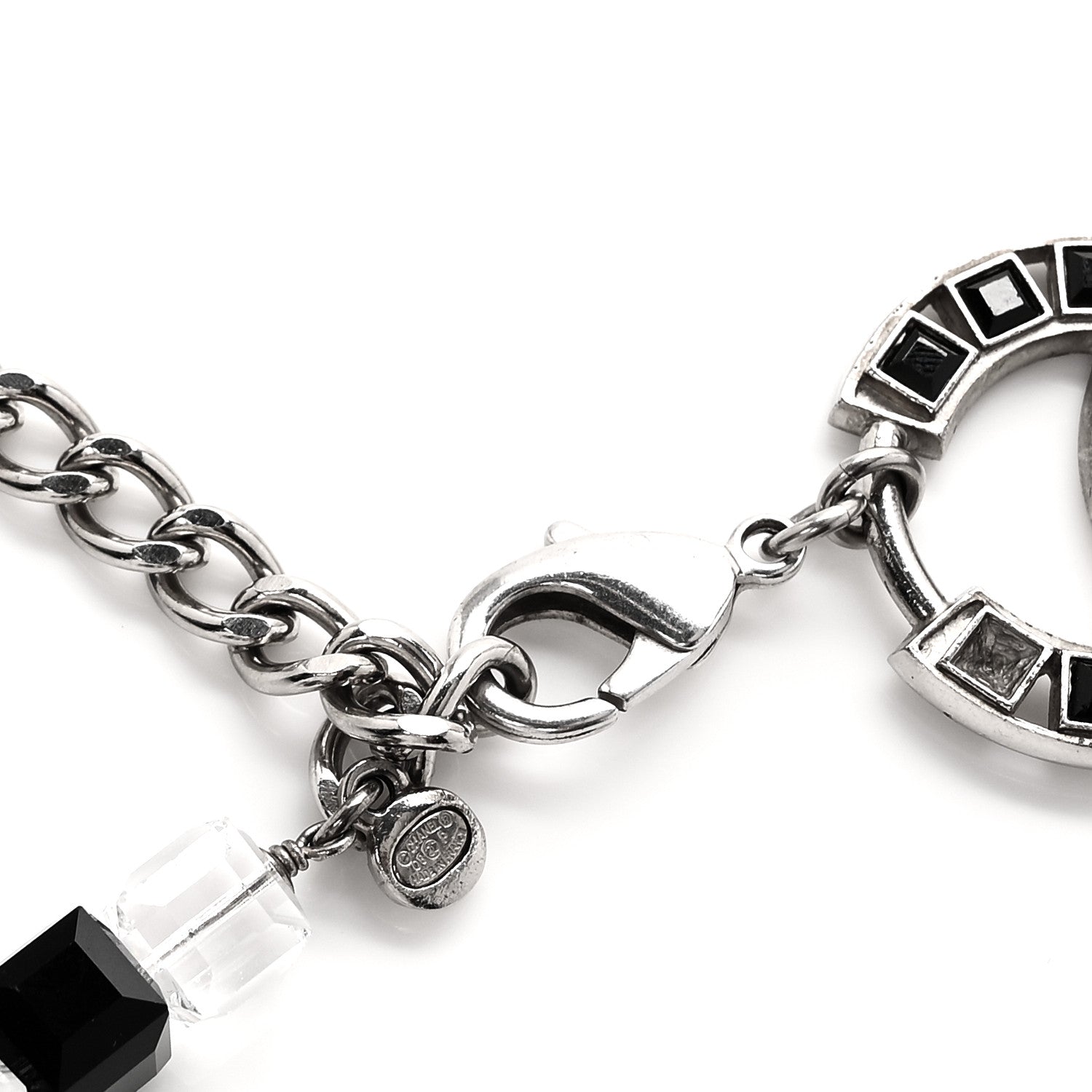 Chanel Metal Crystal CC Chain Belt Silver Black 3 of 4