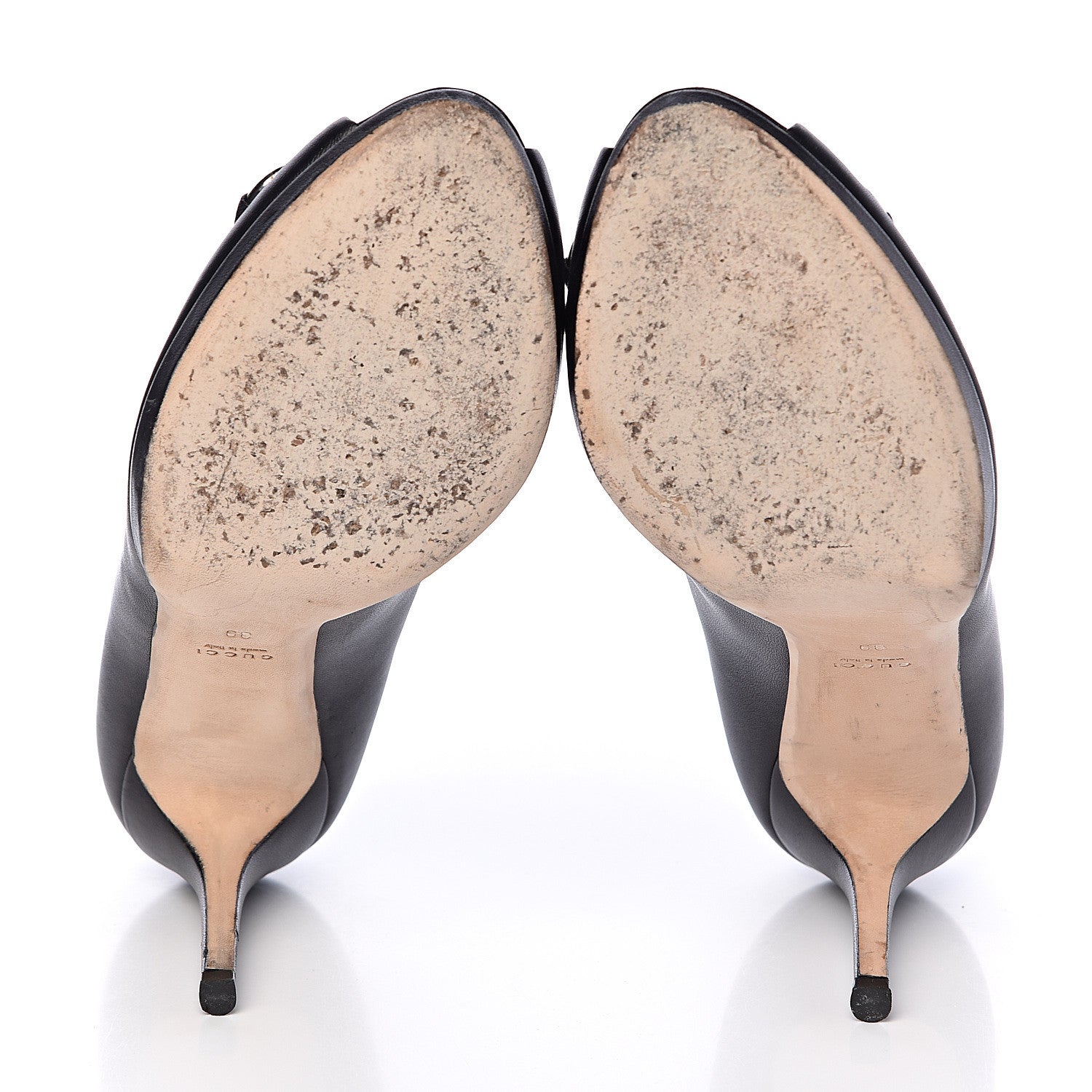 Gucci Malaga Kid Horsebit Peep Toe Pumps 39 Black 5 of 15