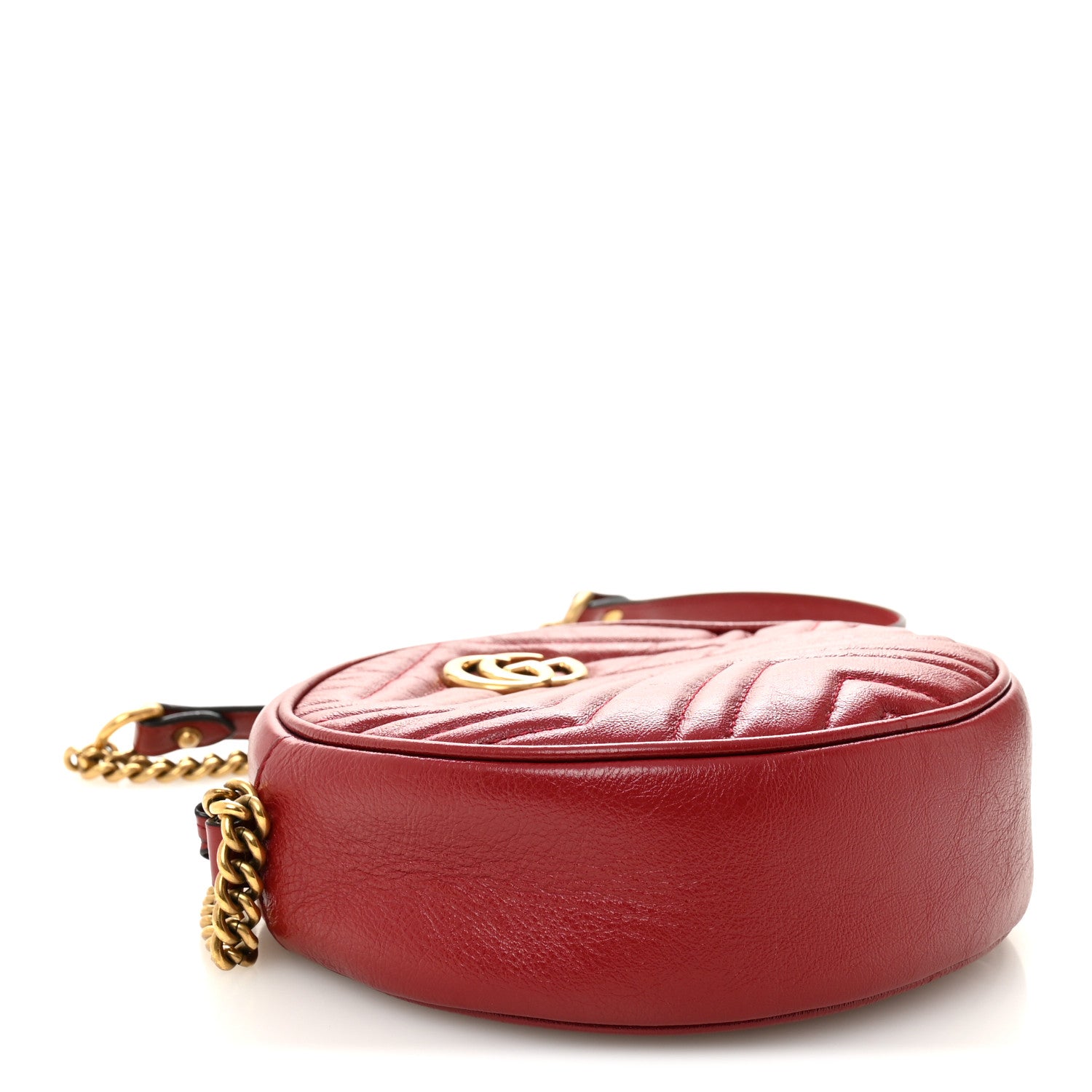 Gucci Glazed Calfskin Matelasse Heart Mini GG Marmont Round Shoulder Bag Romantic Cerise 4 of 10