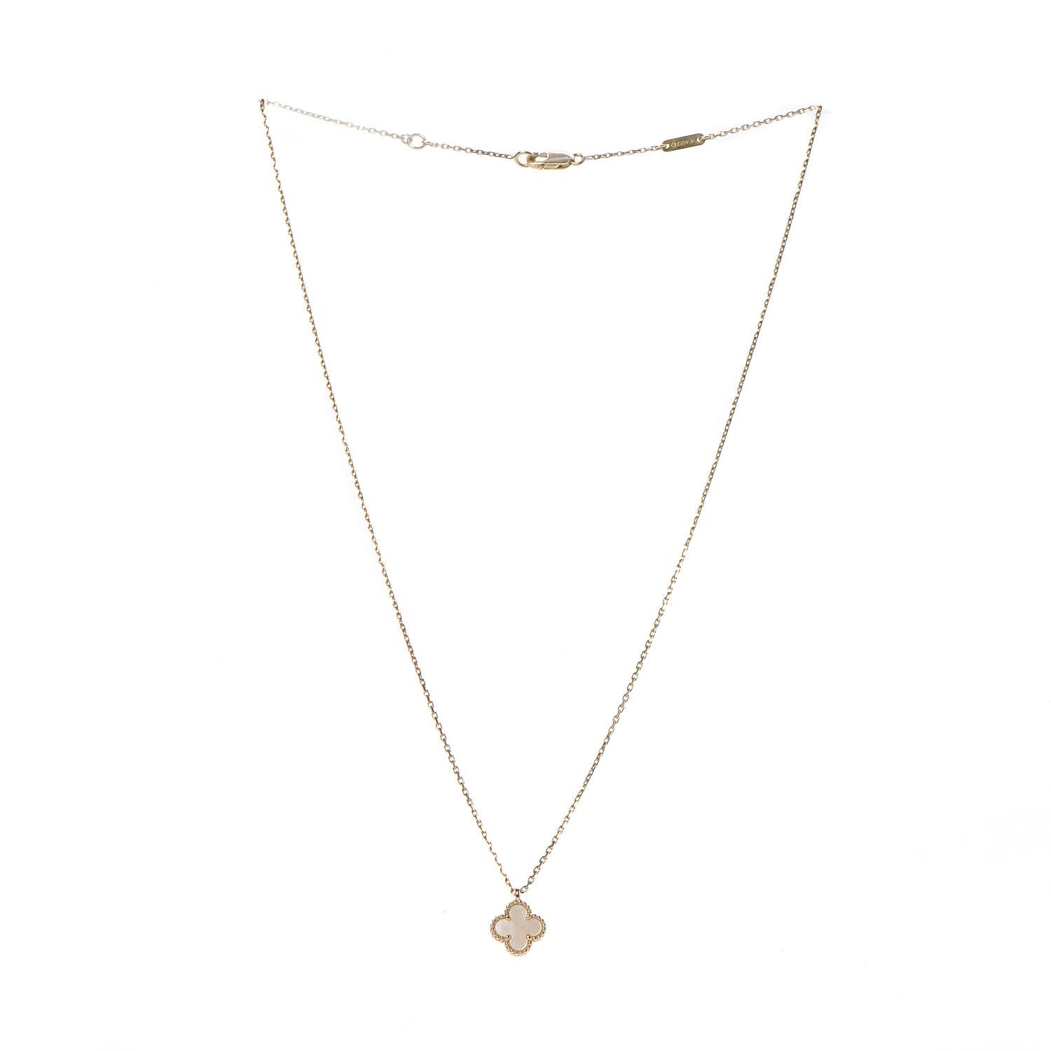 Van Cleef & Arpels 18K Yellow Gold Mother of Pearl Sweet Alhambra Pendant Necklace 3 of 8