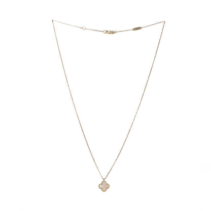 Van Cleef & Arpels 18K Yellow Gold Mother of Pearl Sweet Alhambra Pendant Necklace 3 of 8