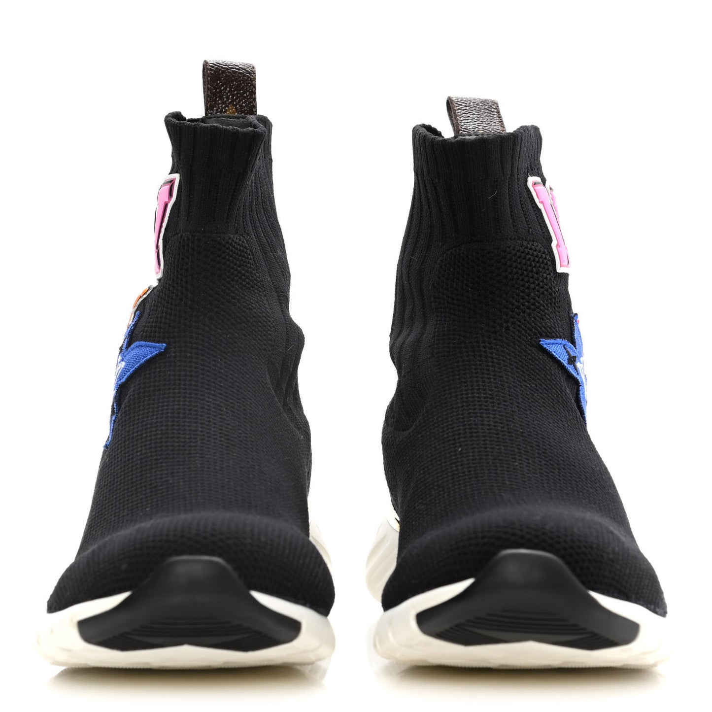 Stretch Fabric LV Black Heart Sock Sneaker 39 Black