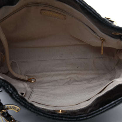 Chanel Crackled Patent Puzzle Tote Black 5 of 24