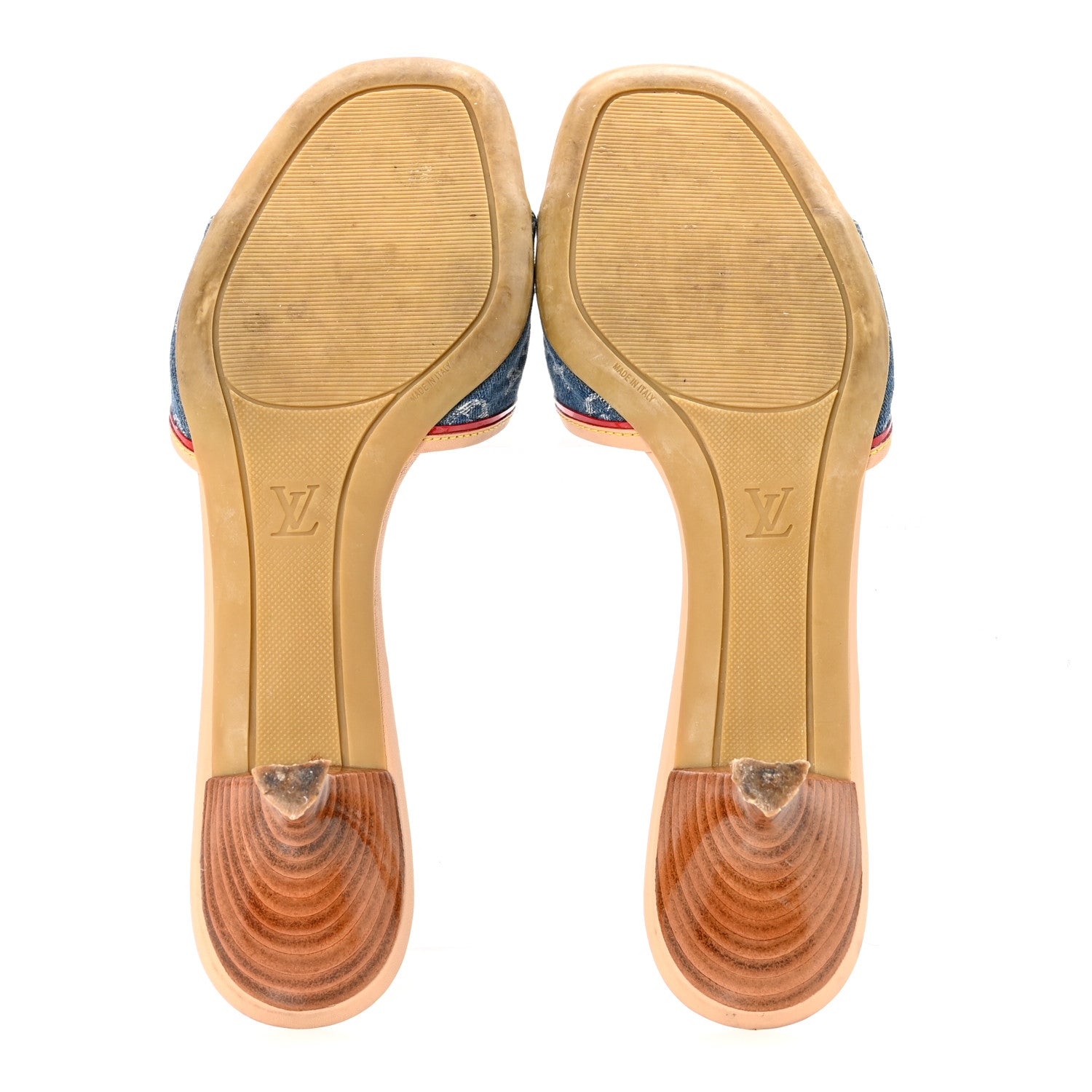 Louis Vuitton Denim Monogram Victim Mules Peep Toe Heels 38 6 of 9