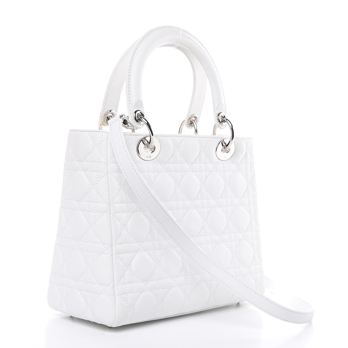 Lambskin Cannage Medium Lady Dior White