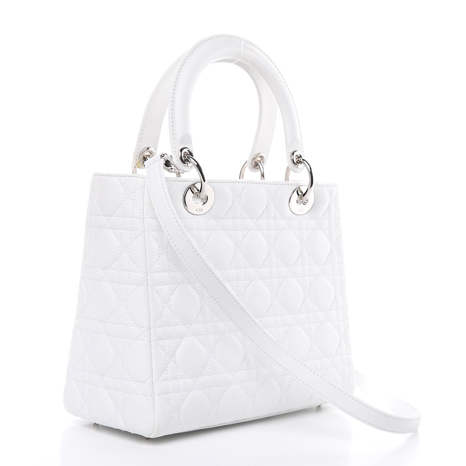 Christian Dior Lambskin Cannage Medium Lady Dior White 3 of 14