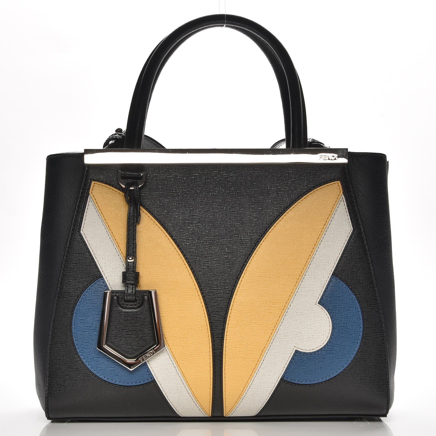 Fendi Saffiano Monster Colorblock Petite 2Jours Tote Black 1 of 9