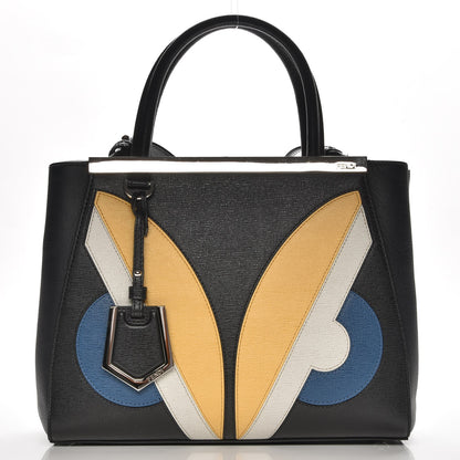 Fendi Saffiano Monster Colorblock Petite 2Jours Tote Black 1 of 9