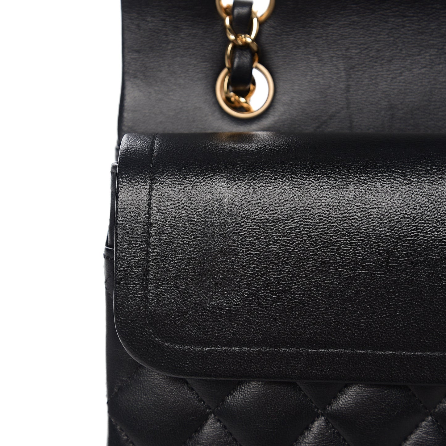 Lambskin Quilted Medium Double Flap Black