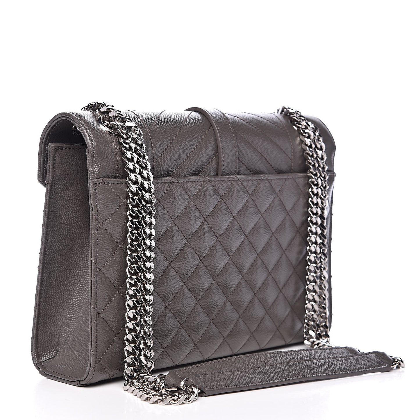 Grain De Poudre Textured Mixed Matelasse Medium Triquilt Monogram Satchel Earth