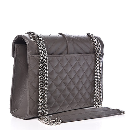 Saint Laurent Grain De Poudre Textured Mixed Matelasse Medium Triquilt Monogram Satchel Earth 3 of 9