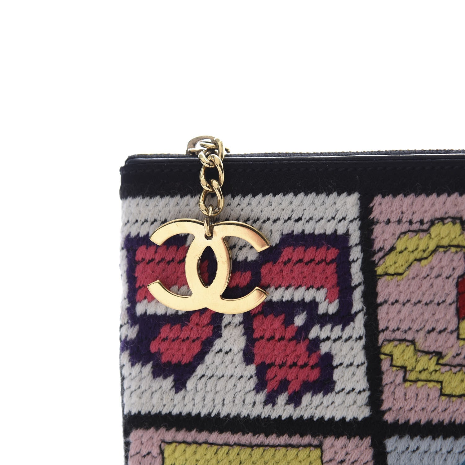 Chanel Needlepoint Precious Symbols Clutch Shoulder Bag Black 9 of 9