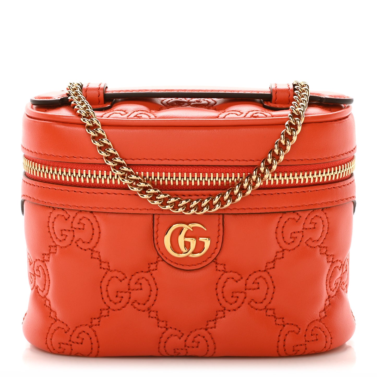 Calfskin GG Matelasse Mini Top Handle Bag Deep Orange