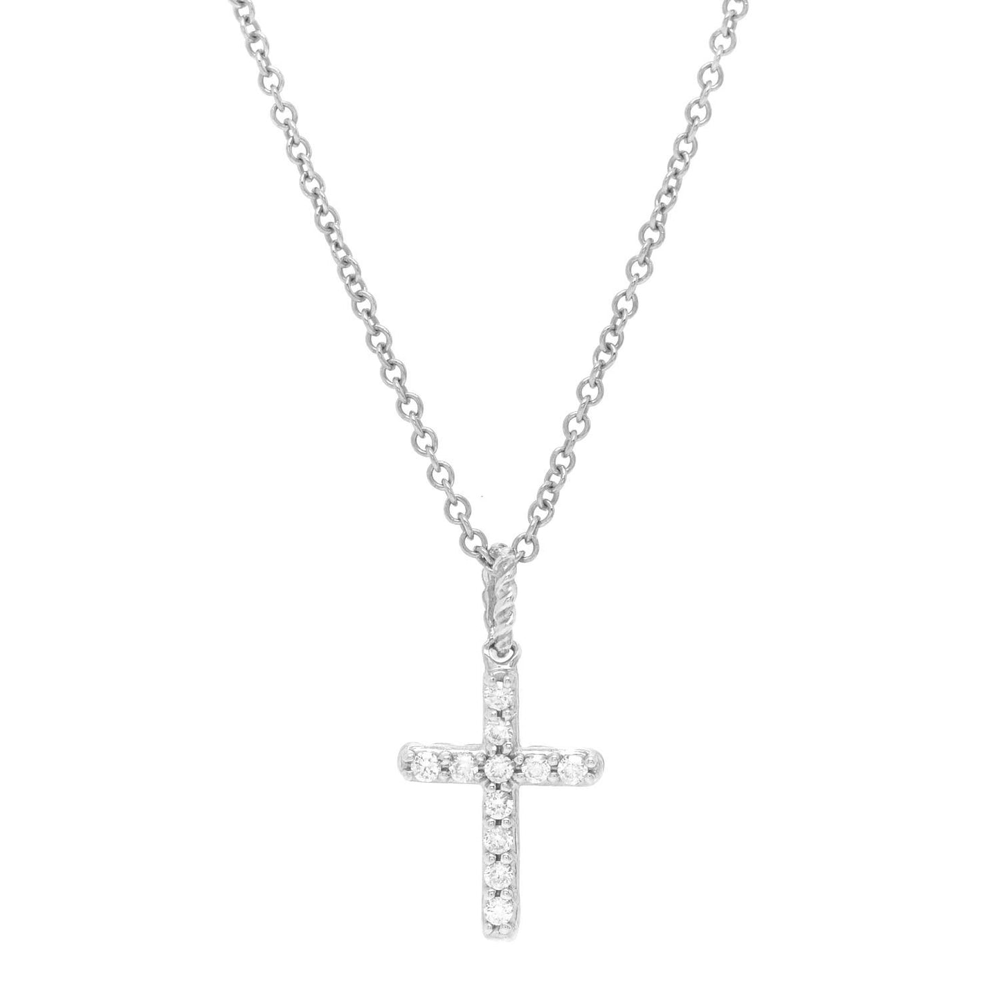 18K White Gold Diamond Cable Collectibles Cross Necklace