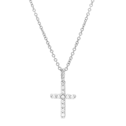 David Yurman 18K White Gold Diamond Cable Collectibles Cross Necklace 4 of 6
