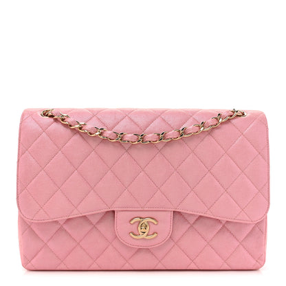 Chanel Iridescent Caviar Quilted Jumbo Double Flap Rose Pink 1 of 16