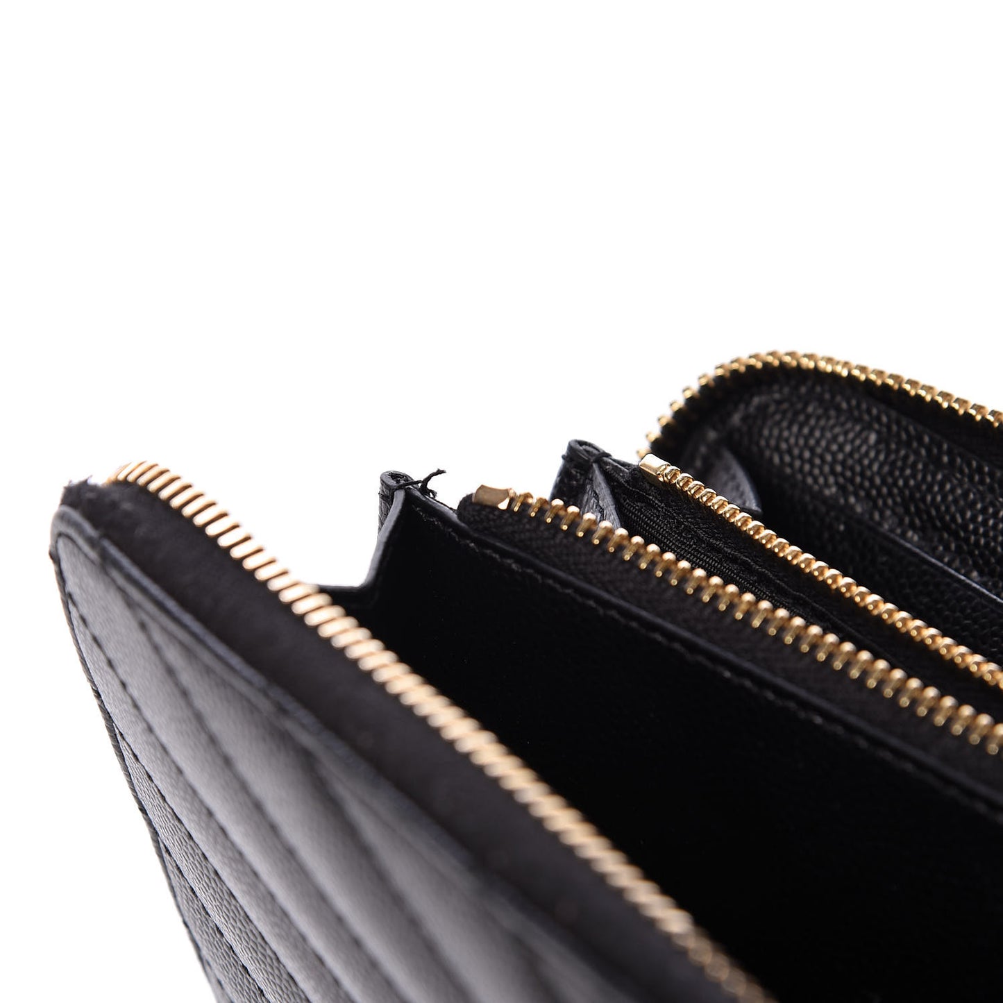 Grain De Poudre Matelasse Chevron Monogram Zip Around Wallet Black