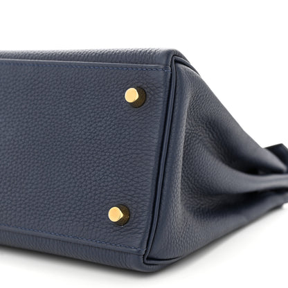 Hermes Togo Horseshoe Au Galop Kelly Retourne 28 Bleu Nuit Rouge H Fauve 10 of 13