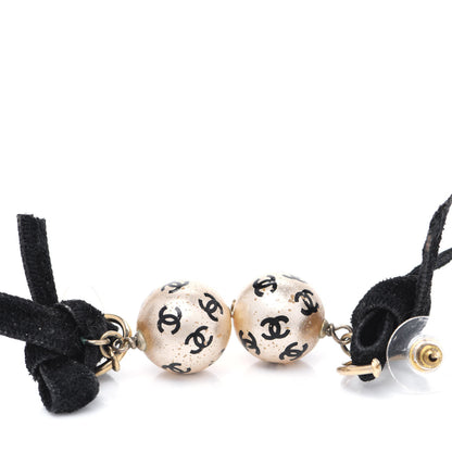Chanel Pearl Bow Drop Earrings Gold White Black 6 of 7