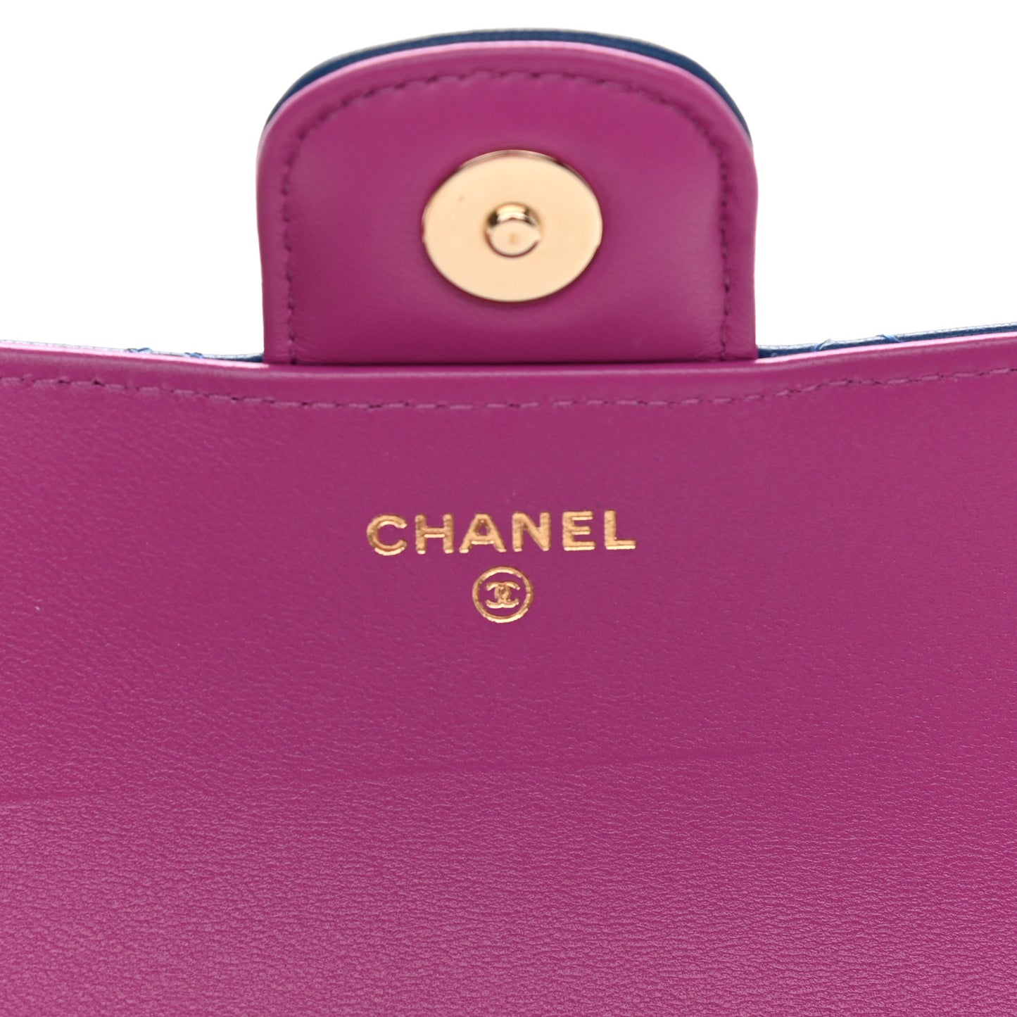 Lambskin Quilted Glasses Case With Chain Blue Purple