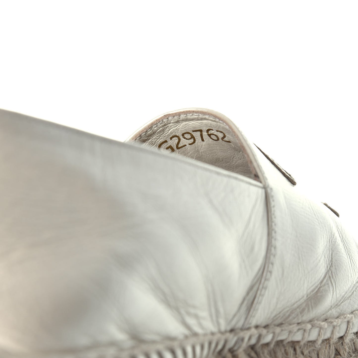 Metallic Calfskin Grosgrain CC Espadrilles 37 Ivory Black