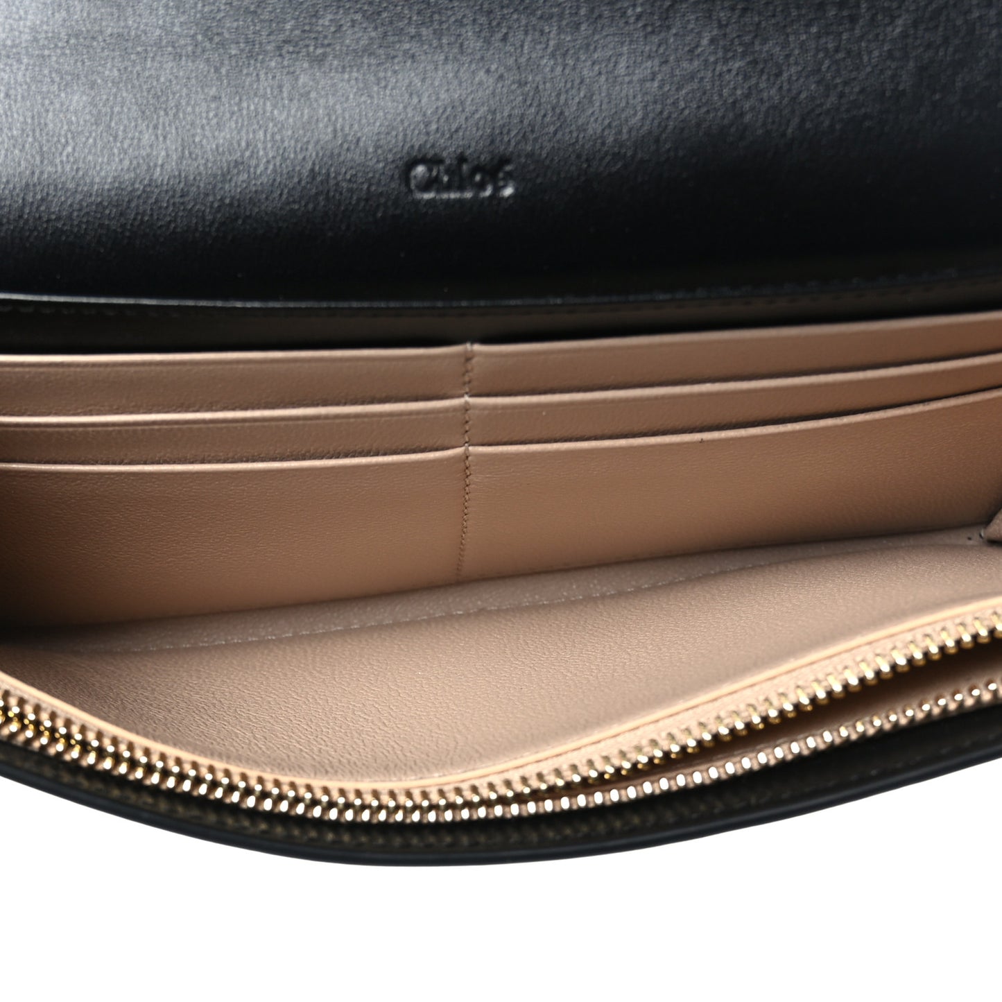 Calfskin Long Flap C Wallet Black