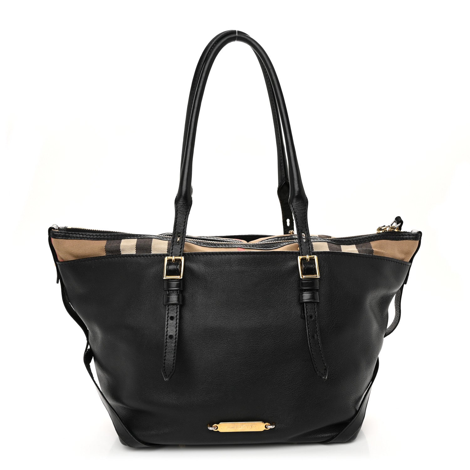 Burberry Calfskin House Check Small Salisbury Tote Black 1 of 15