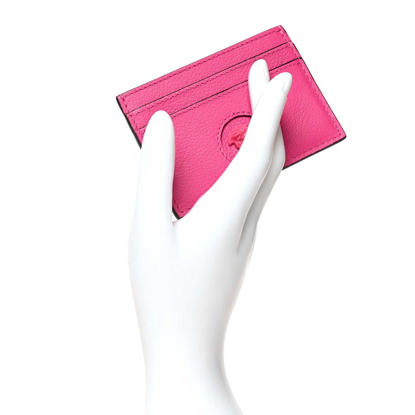 Calfskin Medusa Card Holder Pink