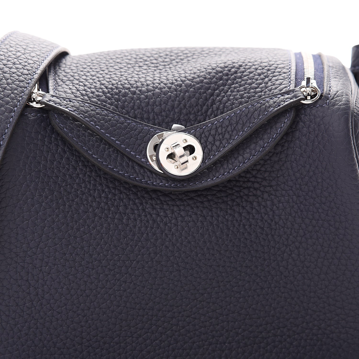 Hermes Taurillon Clemence Mini Lindy 20 Bleu Nuit 7 of 10