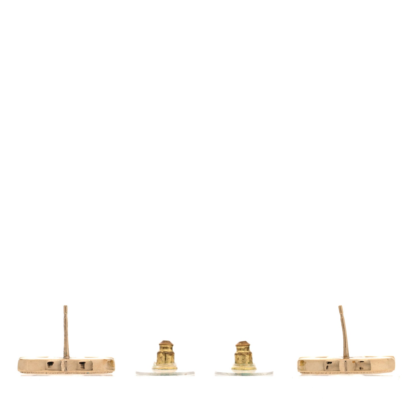 Enamel CC Earrings Gold White