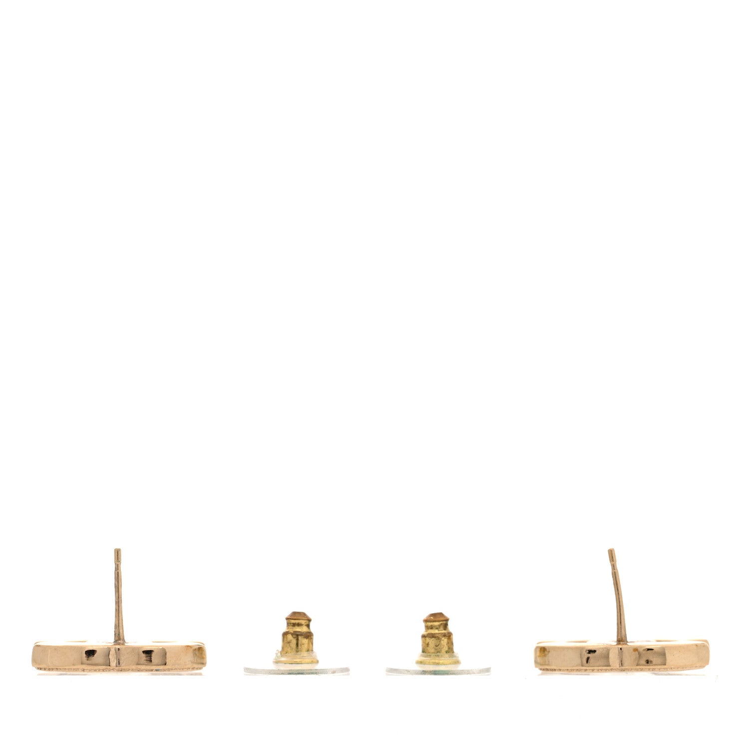 Chanel Enamel CC Earrings Gold White 3 of 4