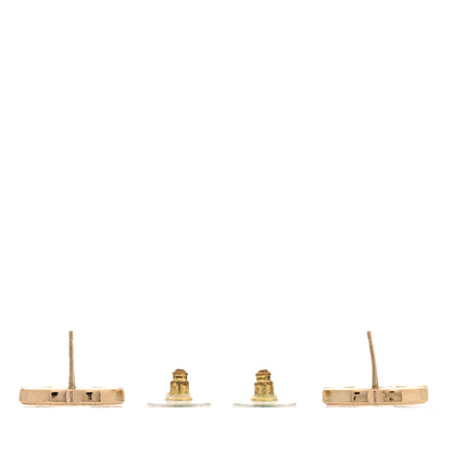 Chanel Enamel CC Earrings Gold White 3 of 4