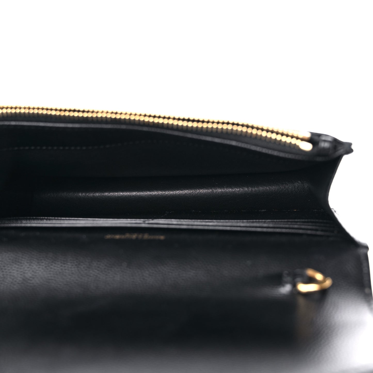 Grain De Poudre Matelasse Chevron Monogram Envelope Chain Wallet Black