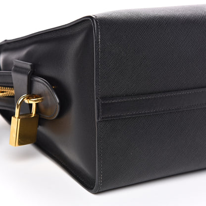 Prada Saffiano City Calf Medium Esplanade Tote Black White 7 of 11