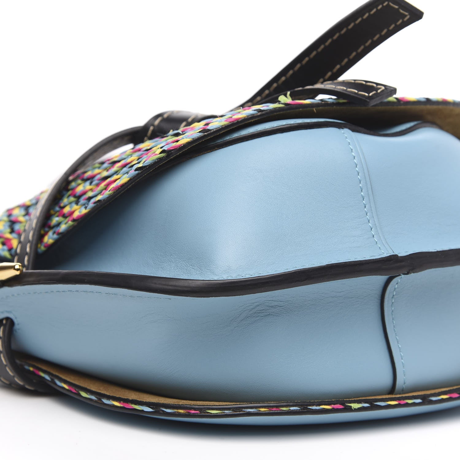 Loewe Calfskin Woven Raffia Small Gate Crossbody Bag Light Blue 7 of 9