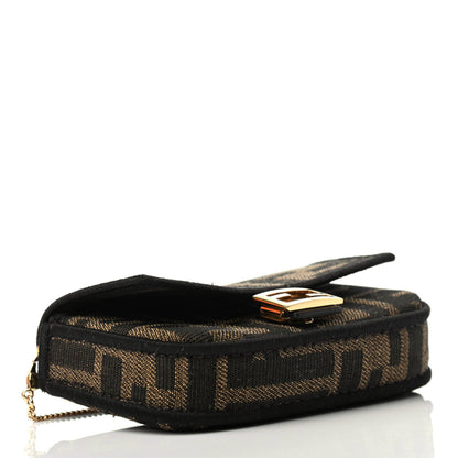 Fendi Fabric Jacquard FF 1974 Nano Baguette Charm Tobacco Moro Black 3 of 4