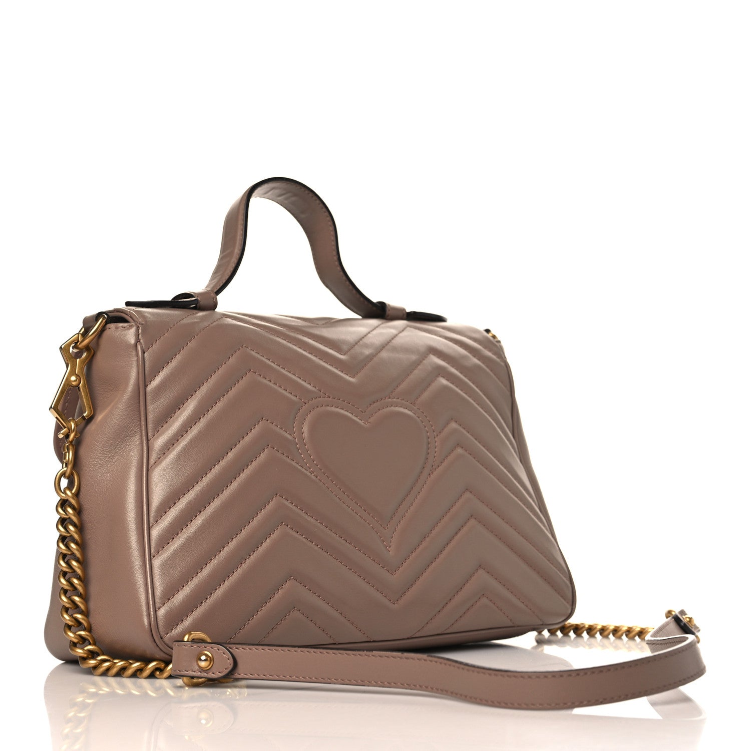 Gucci Calfskin Matelasse Small GG Marmont Top Handle Shoulder Bag Porcelain Rose 3 of 8