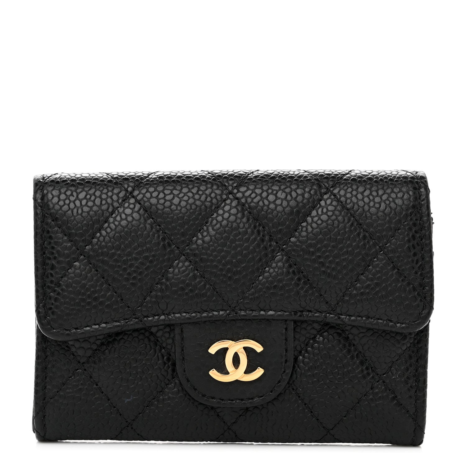 Chanel Caviar Quilted Flap Card Holder Wallet Black 1 of 8