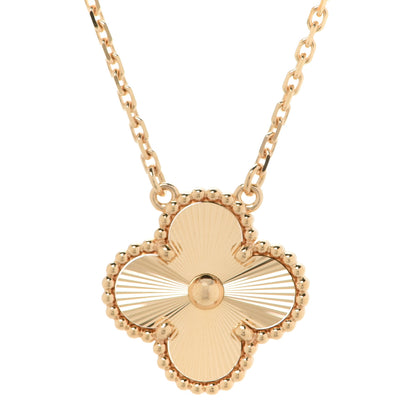 Van Cleef & Arpels 18K Yellow Gold Guilloche Vintage Alhambra Pendant Necklace 4 of 7