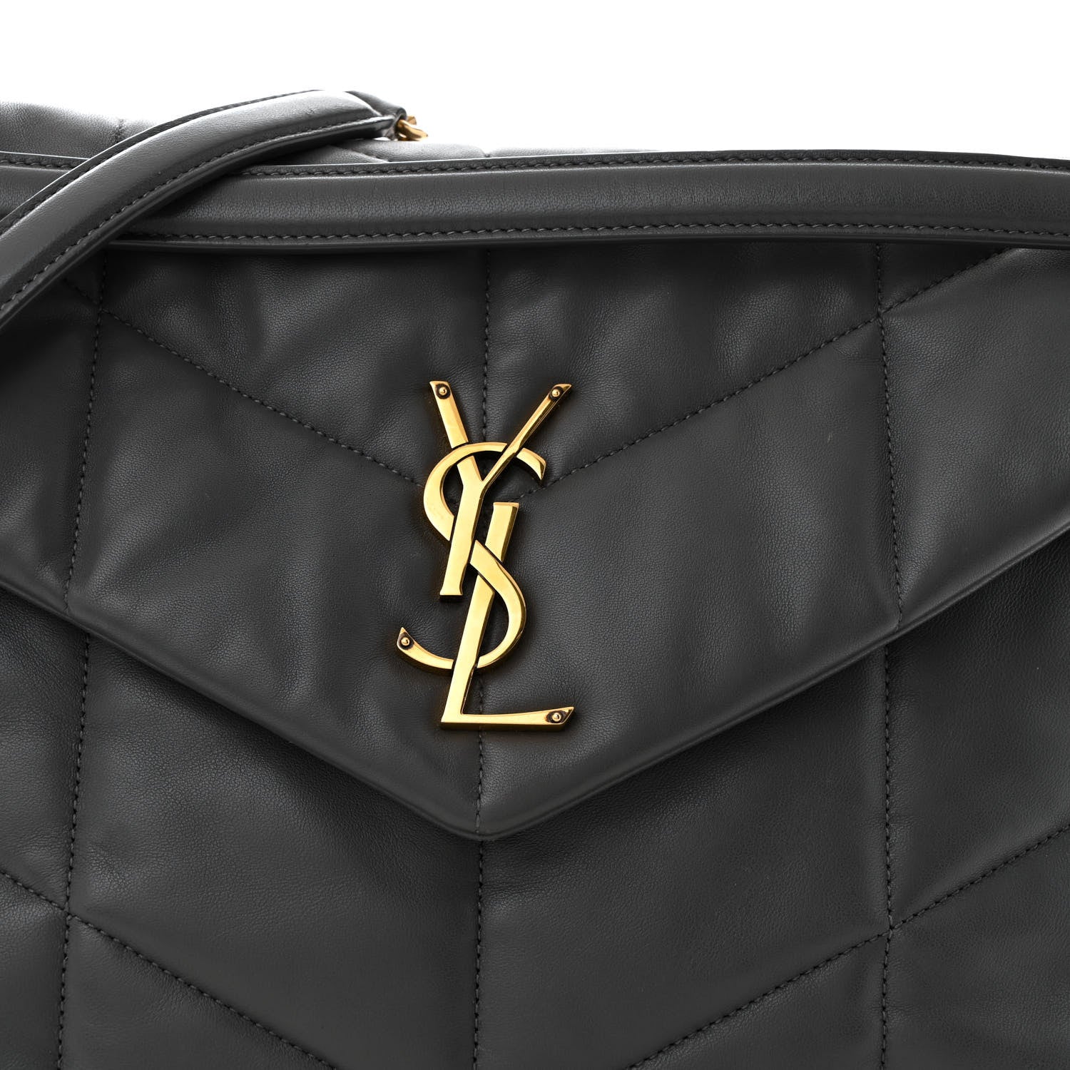 Saint Laurent Calfskin Quilted Medium Loulou Puffer Monogram Chain Satchel Storm 8 of 13