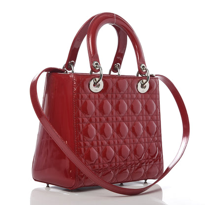 Christian Dior Patent Cannage Medium Lady Dior Red 3 of 12