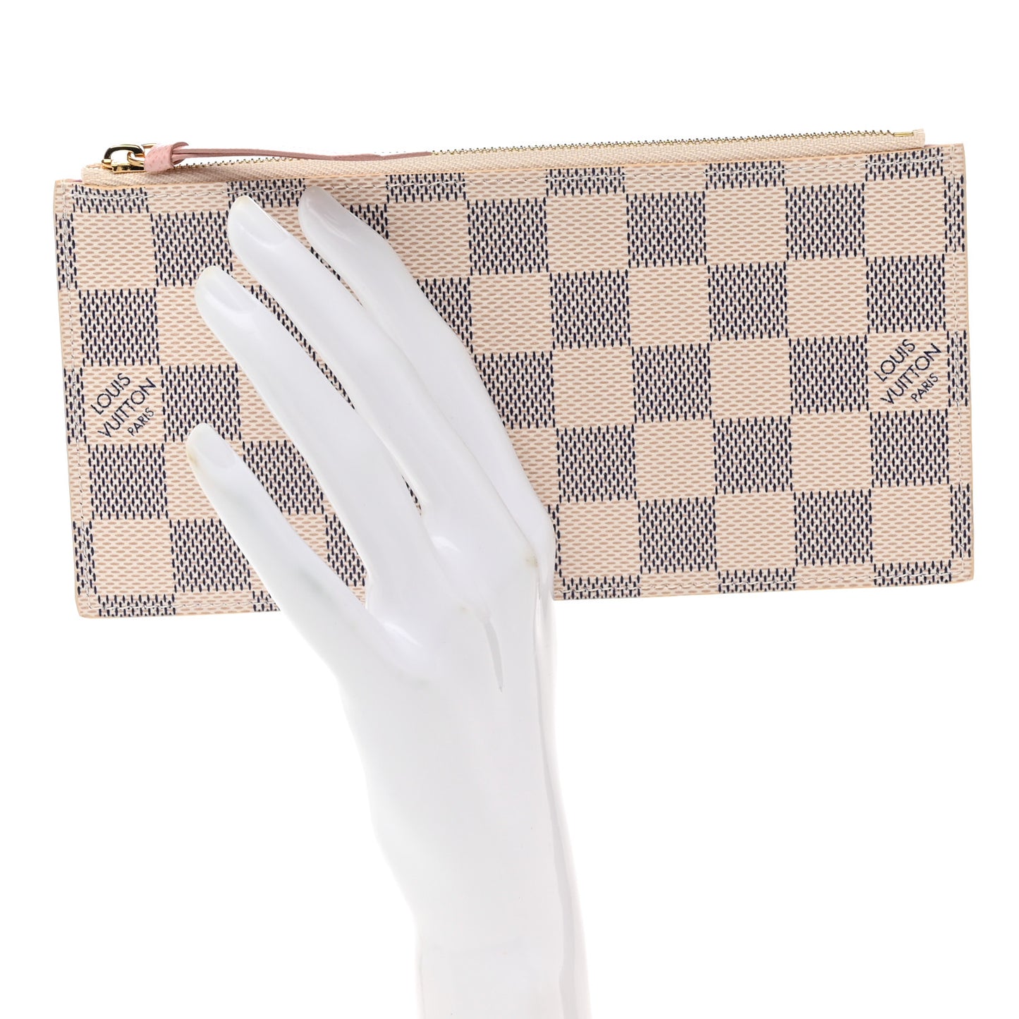 Damier Azur Felicie Chain Wallet Zippered Insert Rose Ballerine