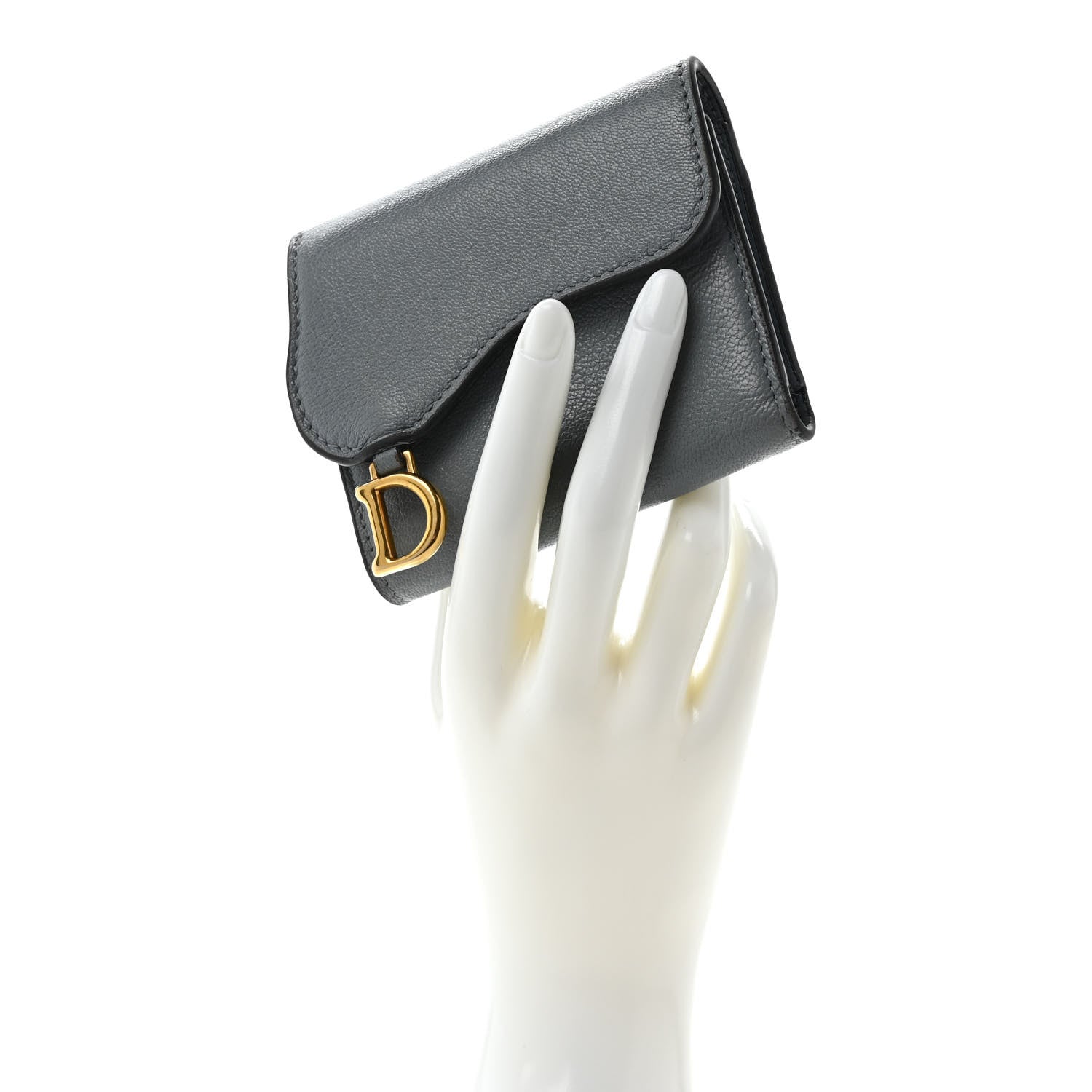 Christian Dior Grained Calfskin Saddle Card Holder Sky Blue 2 of 6