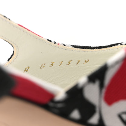 Chanel Printed Fabric Grosgrain Cap Toe CC Slingback Flats 38 Red Black White 9 of 9