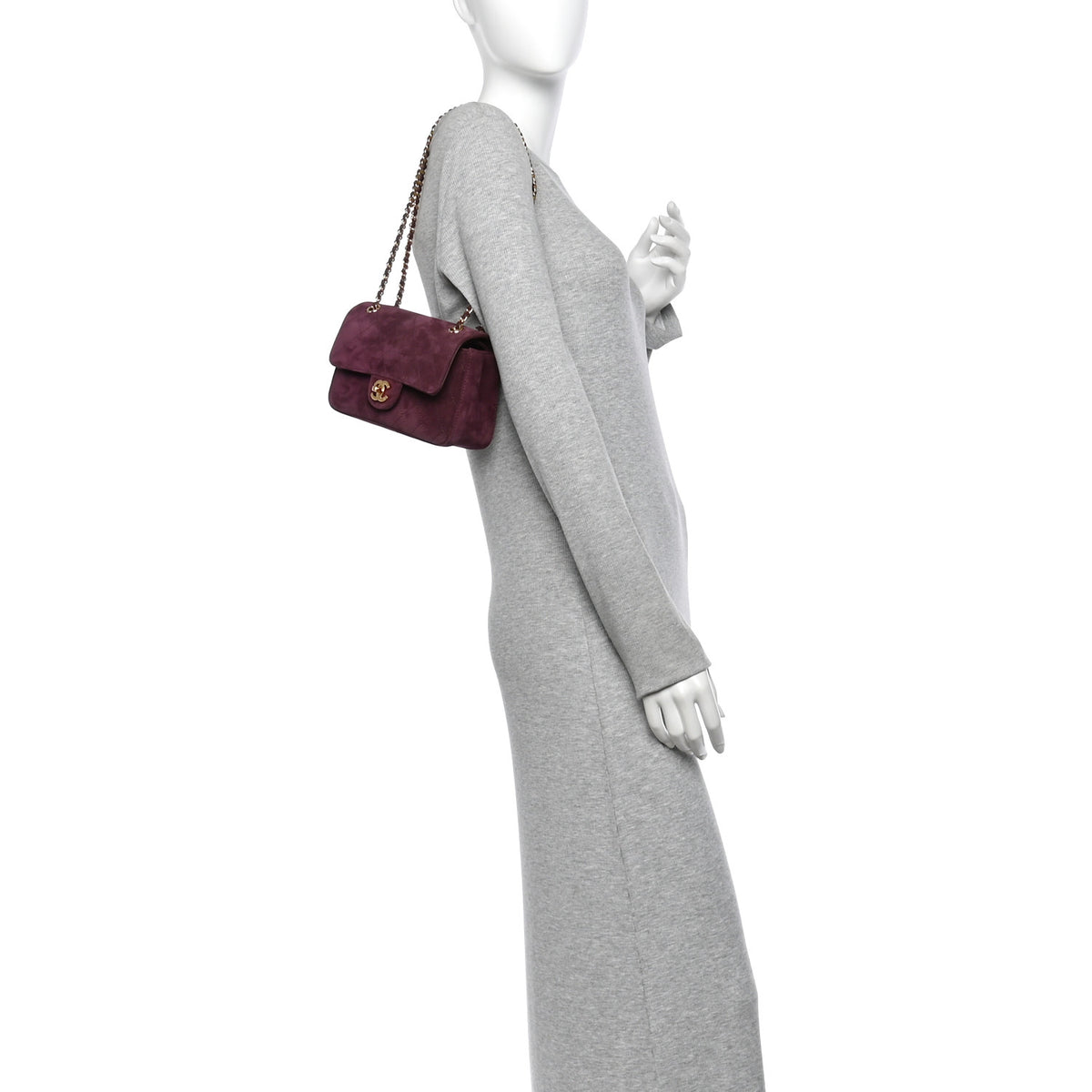 Suede Calfskin Mini Souplissimo Flap Burgundy