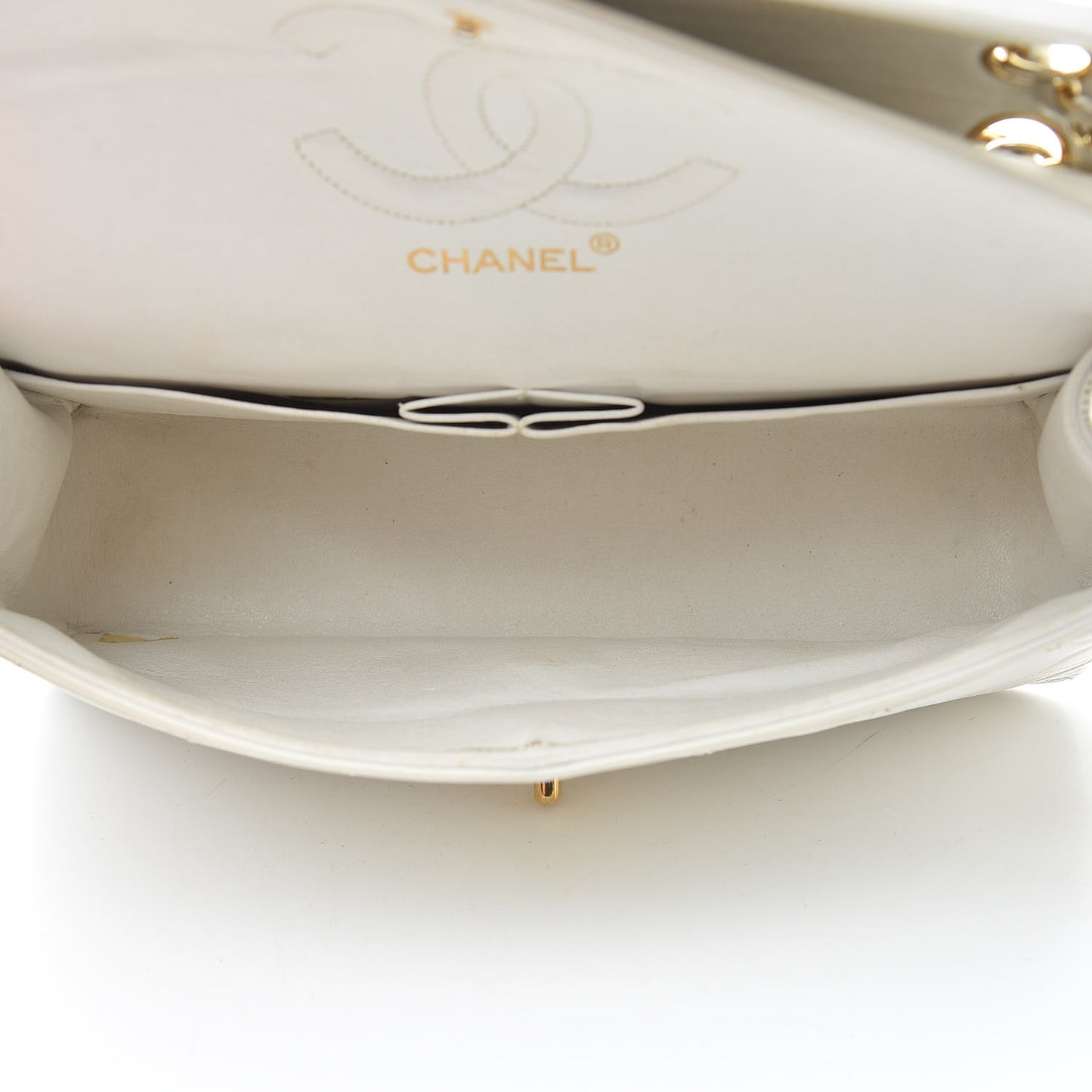 Lambskin Quilted Medium Double Flap White