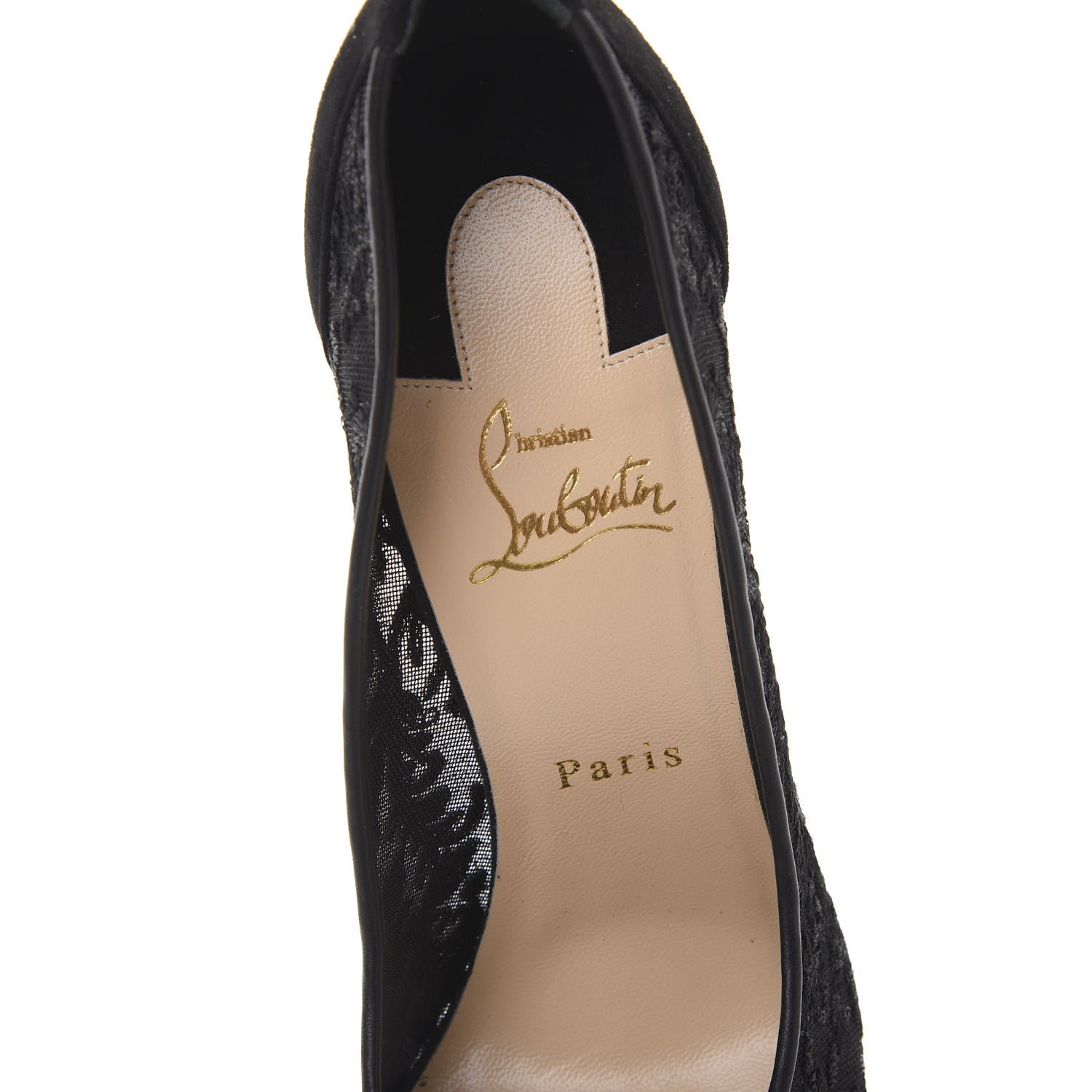 Christian Louboutin Veau Velours Florale Lace Follies 100 Pumps 41.5 Black 7 of 8