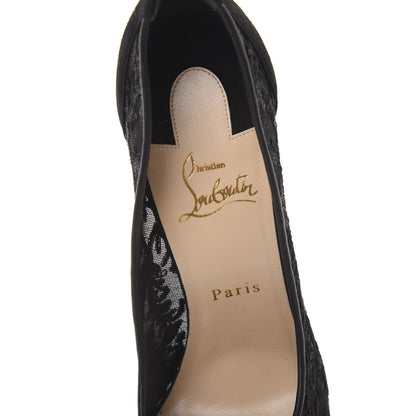Christian Louboutin Veau Velours Florale Lace Follies 100 Pumps 41.5 Black 7 of 8